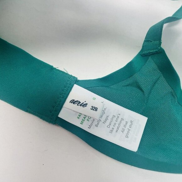Aerie Smoothez Womens Size 32B Mesh Unlined Underwire Balconette Bra Green 2199 - Picture 7 of 9
